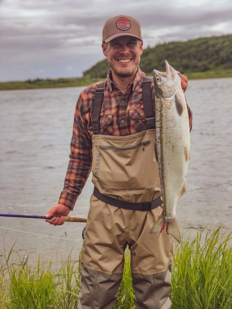 Tanner Cherney with his first Sockeye Salmon in Alaska.